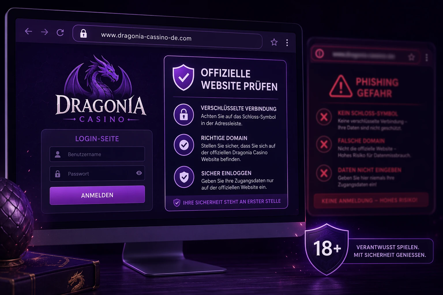Offizielle Website und sichere Login-Seite prüfen