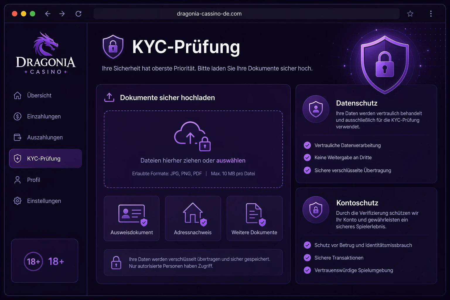 KYC, Datenschutz und Schutz des Nutzerkontos
